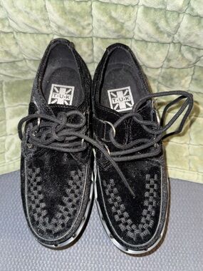 T.U.K Black Velvet Studded Dino Lug Sole Creeper